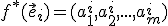  \small f^*(\vec e_i)=(a^i_1,a^i_2,...,a^i_m)