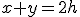 \small  x + y = 2h 