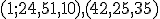 \small (1;24,51,10)   , (42,25,35)  