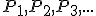 \small P_1, P_2, P_3, ... 