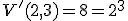 \small V'(2,3)=8=2^3 
