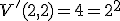 \small V'(2,2)=4=2^2 