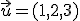 \small \vec {u}=(1,2,3)