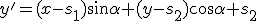 \small y' = (x - s_1)\sin\alpha + (y - s_2)\cos\alpha+s_2