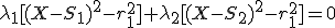 \small \lambda_1[(X-S_1)^2-r^2_1]+\lambda_2[(X-S_2)^2-r^2_1]=0