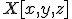 \small X[x,y,z]
