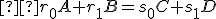 \small  r_0 A + r_1B=s_0 C + s_1D 