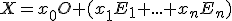 \small X=x_0O+(x_1E_1+ . . . + x_nE_n)