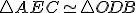  \small \triangle AEC \simeq \triangle ODB 