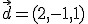  \small \vec{d}=(2,-1,1)