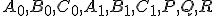 \small A_0,B_0,C_0,A_1,B_1,C_1,P, Q, R