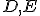 \small D, E