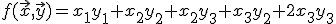\small f(\vec x , \vec y) = x_1 y_1+x_2 y_2+x_2  y_3+x_3 y_2+2x_3 y_3 