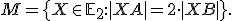 \small M = \{ X\in\mathbb{E}_2 : |XA| = 2\cdot |XB| \}. 
