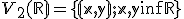  \small V_2(\mathbb R)= \lbrace{(x, y); x, y \in \mathbb R}\rbrace 