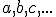 \small a , b , c , ... 