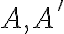 A, A'