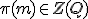 \small \pi(m) \in Z(Q)