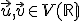 \small \vec u, \vec v \in V(\mathbb R) 