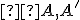  \small A,A' 