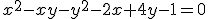 \small x^2 - xy - y^2 - 2x + 4y - 1 = 0