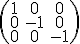 \small   
\left( \begin{array}{ccc}
1 &0 &0\\
0 &-1 &0\\
0 & 0 &-1
\end{array} \right)