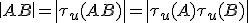 \small \left| AB \right| =\left| \tau _u (AB) \right|=\left| \tau _u (A) \tau _u (B) \right| 