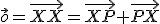 \small \vec{o} = \overrightarrow{XX} = \overrightarrow{XP} + \overrightarrow{PX} 