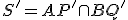 \small S' = AP' \cap BQ'