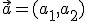 \small \vec a= (a_1, a_2) 