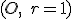  \small (O,\; r=1) 