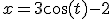 \small 
x = 3 \cos(t) - 2
