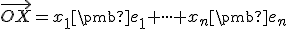\small \vec{O X}=x_1\pmb {e_1}+\cdot \cdot \cdot +x_n\pmb {e_n} 