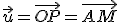  \small \vec u=\overrightarrow{OP} =\overrightarrow{AM} 