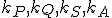 \small k_P, k_Q, k_S, k_A