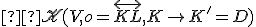 \small  \mathscr{K}(V, o=\overleftrightarrow{KL}, K \rightarrow K'=D) 
