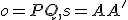 \small o=PQ, s=AA' 