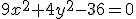 \small 9x^2 + 4y^2 - 36 = 0