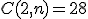 \small C(2, n) = 28 