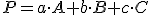  \small P=a \cdot A+b \cdot B+c \cdot C 