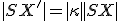 \small |SX'|= |\kappa|| SX| 