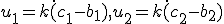 \small u_1=k \dot (c_1-b_1),u_2=k \dot (c_2-b_2)