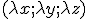 \small (\lambda x;\lambda y;\lambda z)