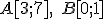 \small A[3;7],\; B[0;1]