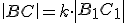 \small \left| \begin{matrix} BC \end{matrix} \right| = k \cdot \left| \begin{matrix} B_1C_1 \end{matrix} \right| 