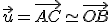 \small \vec{u}=\overrightarrow{AC} \simeq \overrightarrow{OB}
