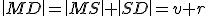 \small \left| MD\right|=\left| MS\right|+\left| SD\right|=v+r 