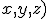 \small x,y,z)
